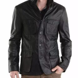 Leather Trucker Jacket – Black (Classic)