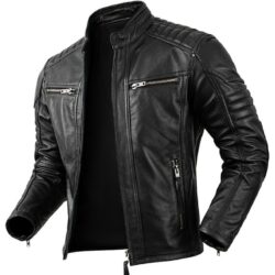 Men's Classic Biker Slim Fit Leather Jacket