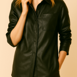 Ladies Slim Fit Classic Leather Shirt