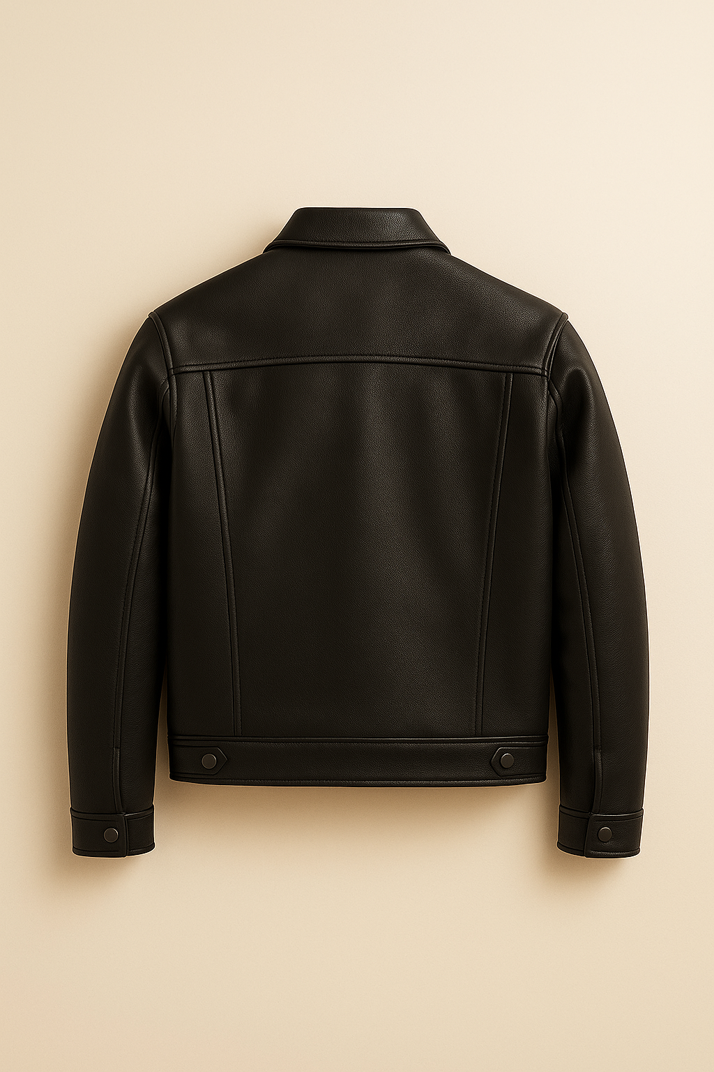 Men's Black Trucker Regular Sheep Jacket - Image 3