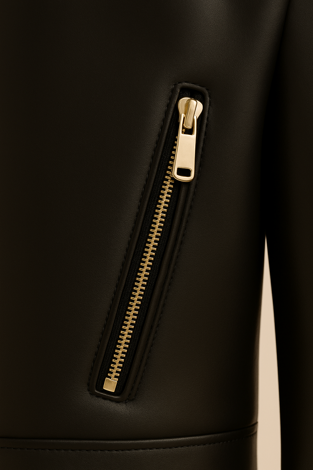 Ladies Slim Fit Motorcycle Biker Black Leather Jacket - Image 4