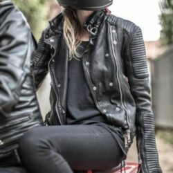 Ladies Motorcyle Retro Leather Jacket