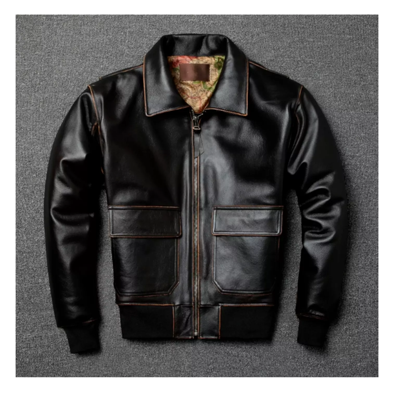 Men's Aviator Flight Black Distressed Jacket