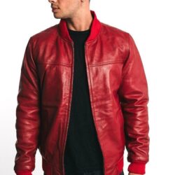 Men's Bomber Red Bike Rider Jacket