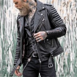 Men's Motorcyle Classic Black Jacket