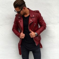 Men's Slim FIt Biker Leather Jacket